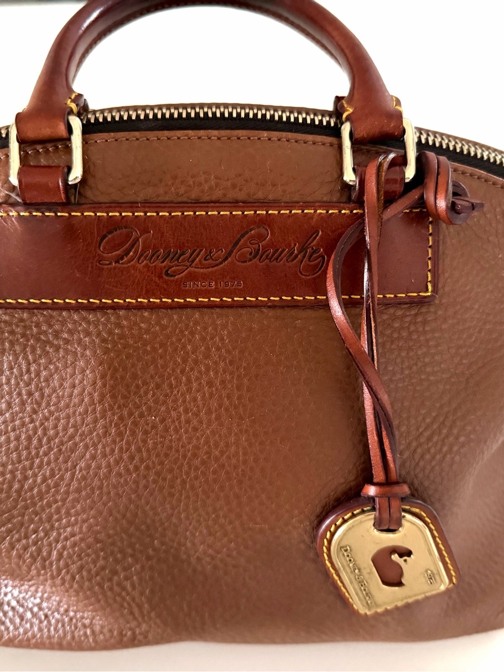 DOONEY & BOURKE•British tan pebble leather satchel crossbody bag - Picture 4 of 13